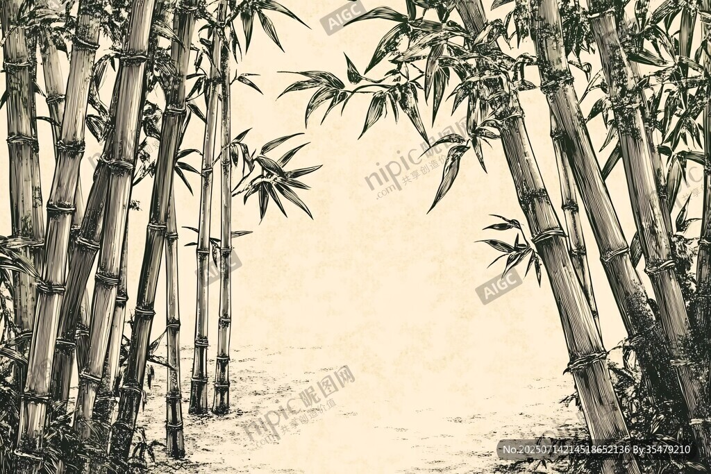 水墨竹林風(fēng)景圖