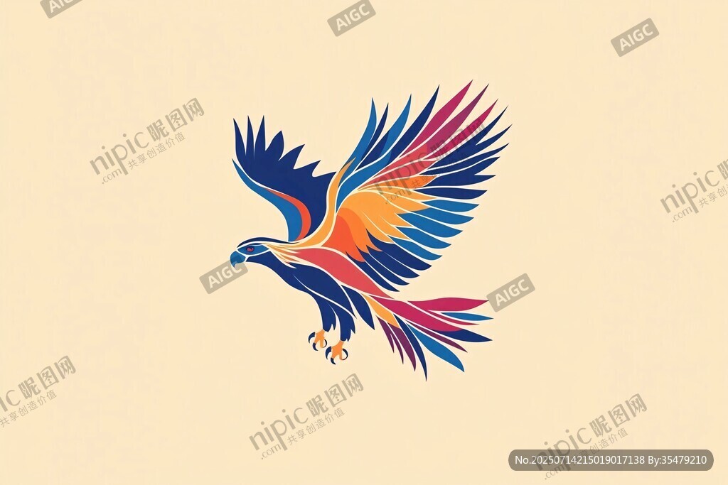 彩色飛鷹圖標(biāo)設(shè)計(jì)