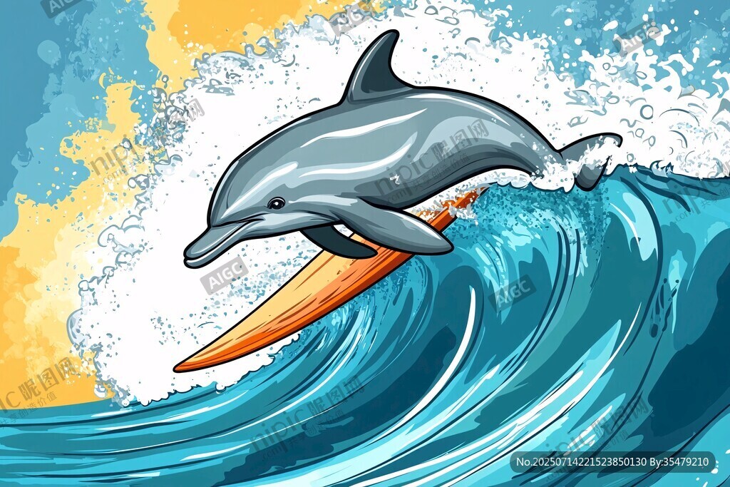 海豚沖浪歡樂海洋畫面