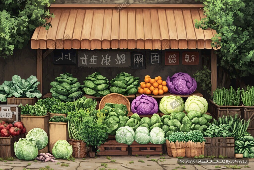 鄉(xiāng)村蔬菜攤的豐富景象