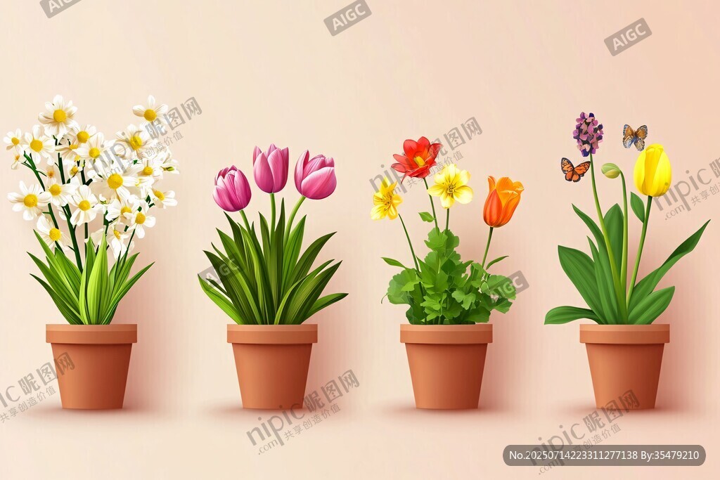 盆栽花卉組合 清新自然風(fēng)