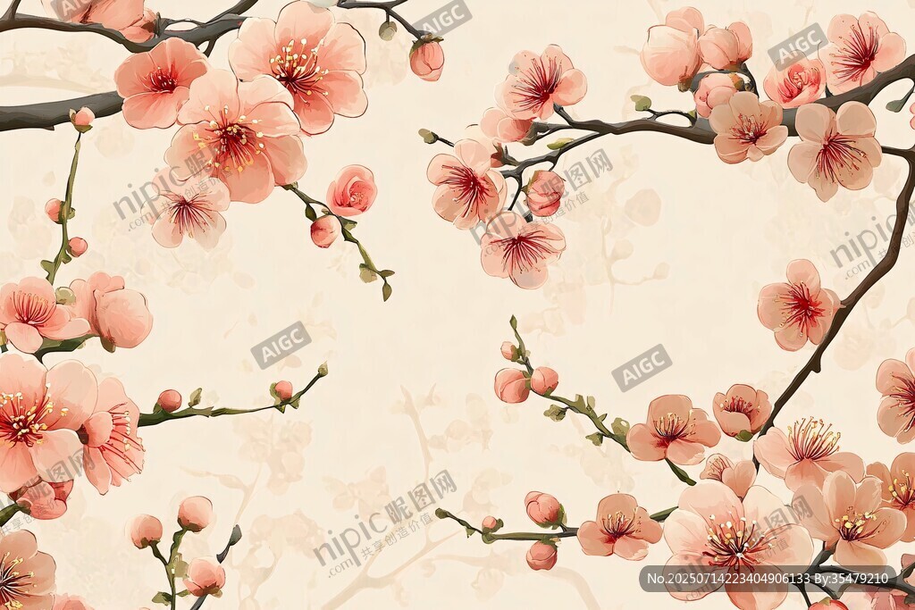 粉色桃花綻放枝頭