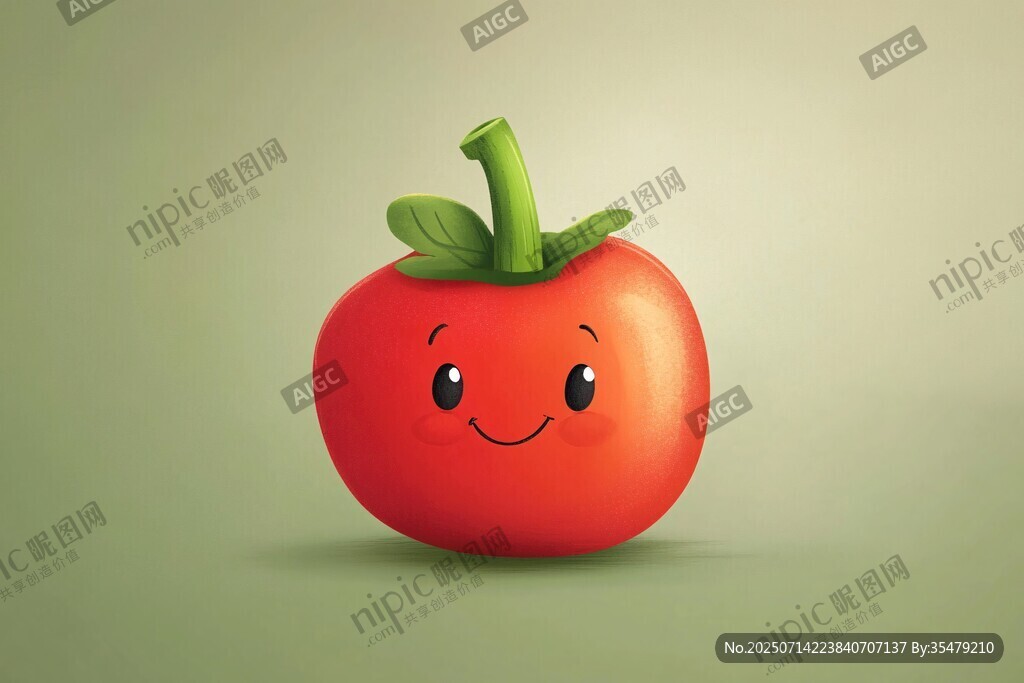 可愛笑臉番茄插畫