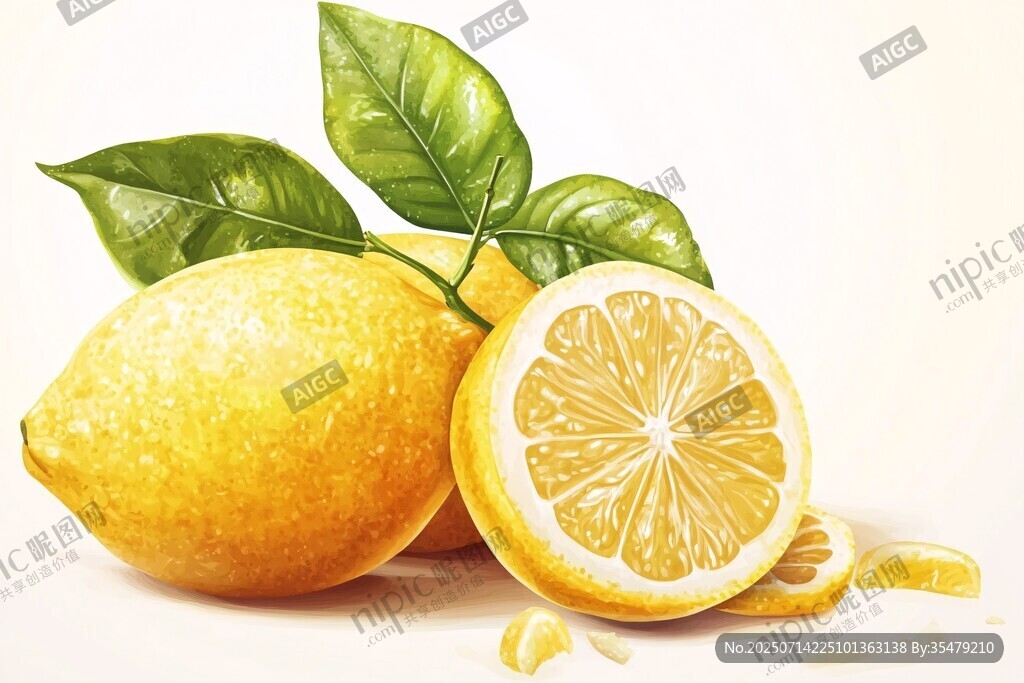 新鮮檸檬插畫(huà) 色澤誘人