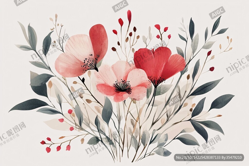水彩風(fēng)花卉插畫