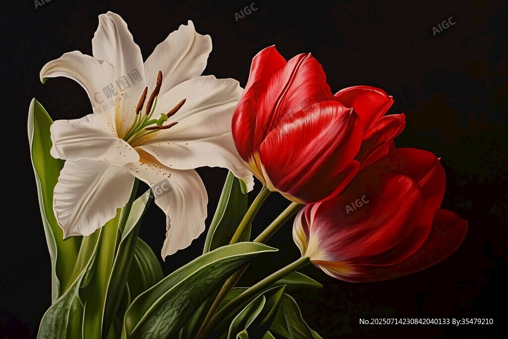 百合與郁金香花卉之美