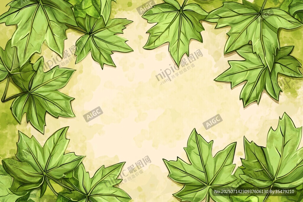 綠葉環(huán)繞的清新背景圖