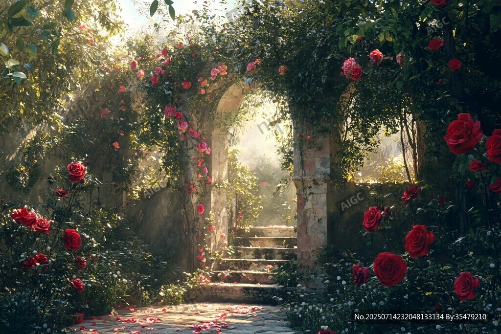 夢(mèng)幻玫瑰拱門花園美景