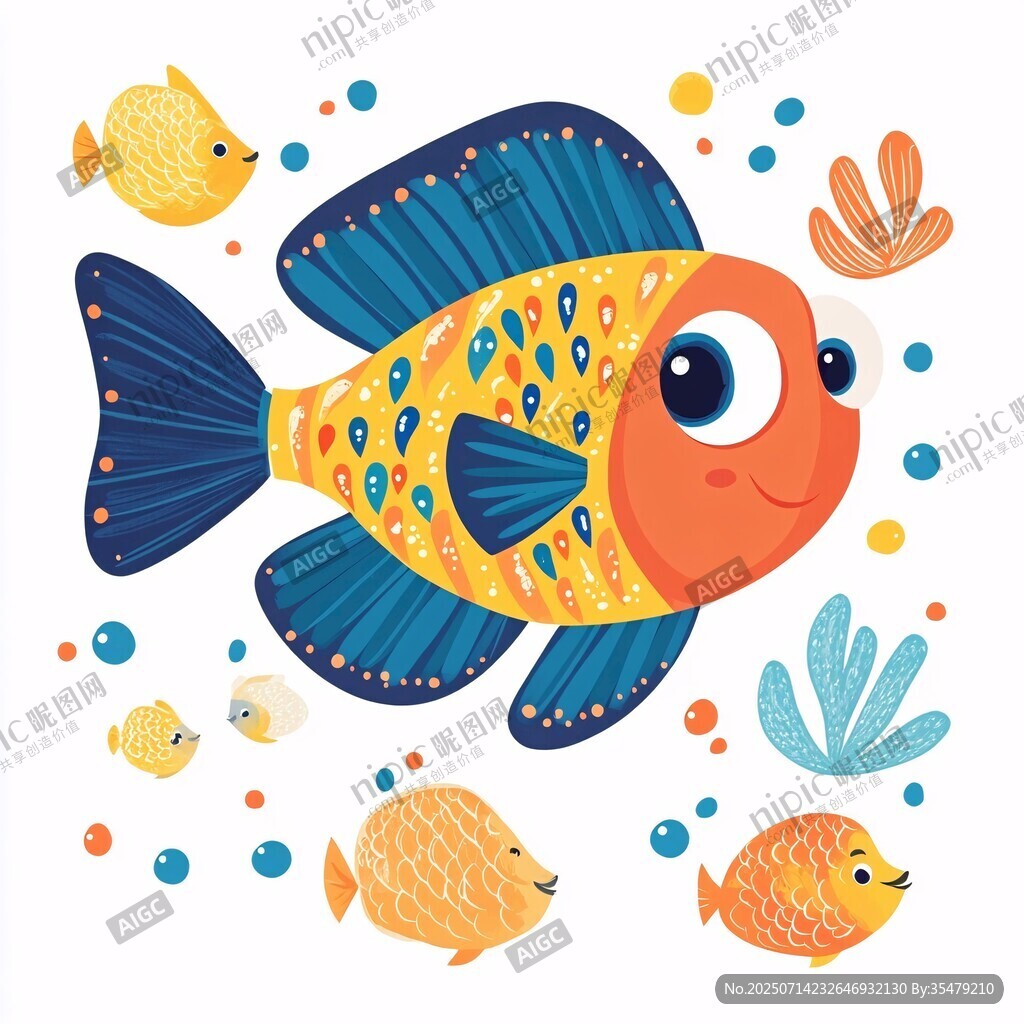 可愛多彩魚兒的海底小世界