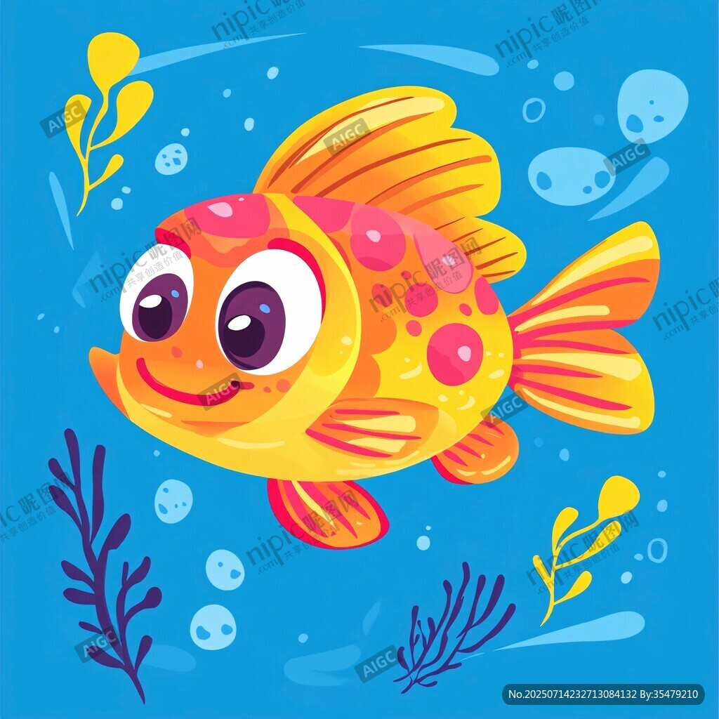 可愛(ài)金魚(yú)暢游藍(lán)色海洋
