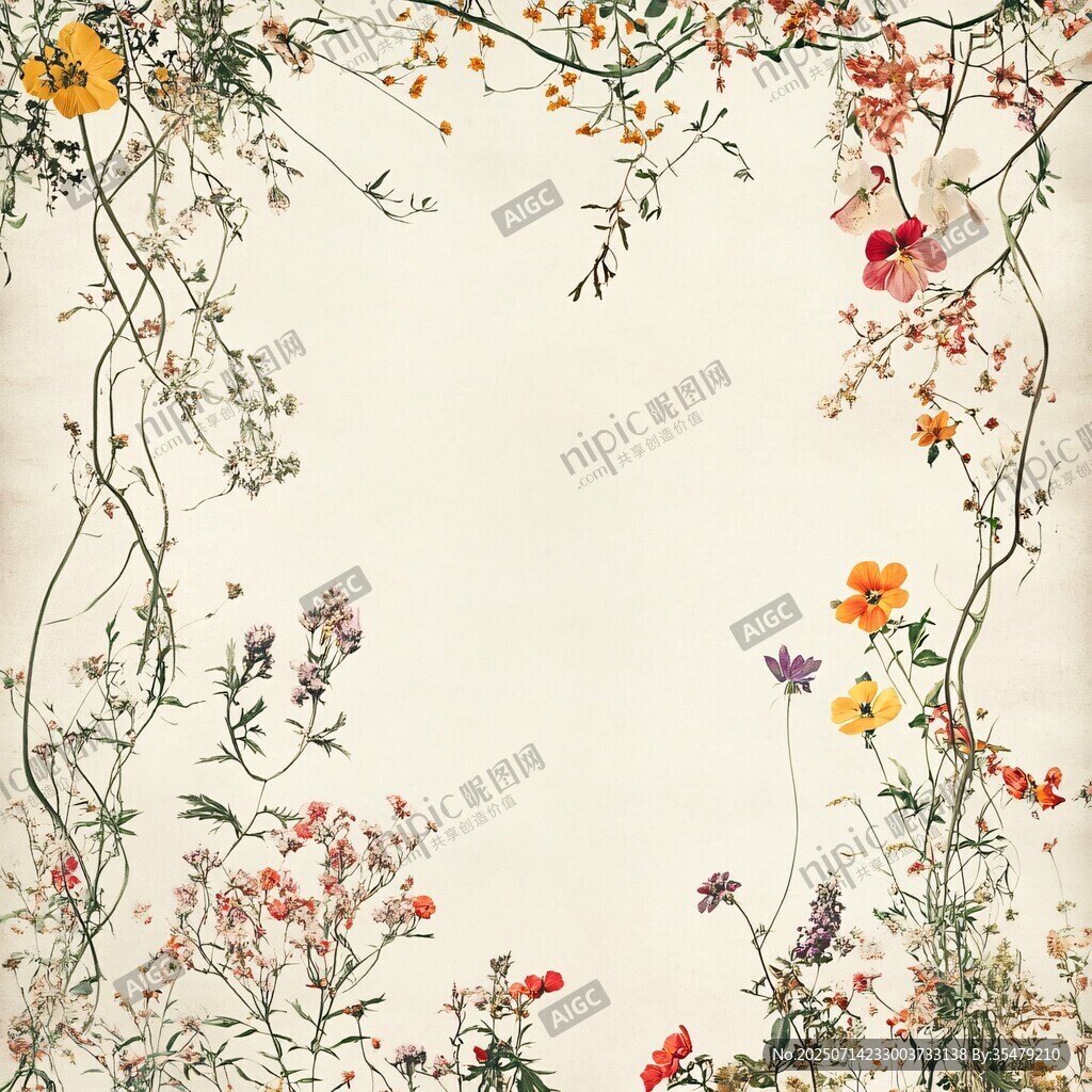 花卉環(huán)繞的復古風邊框
