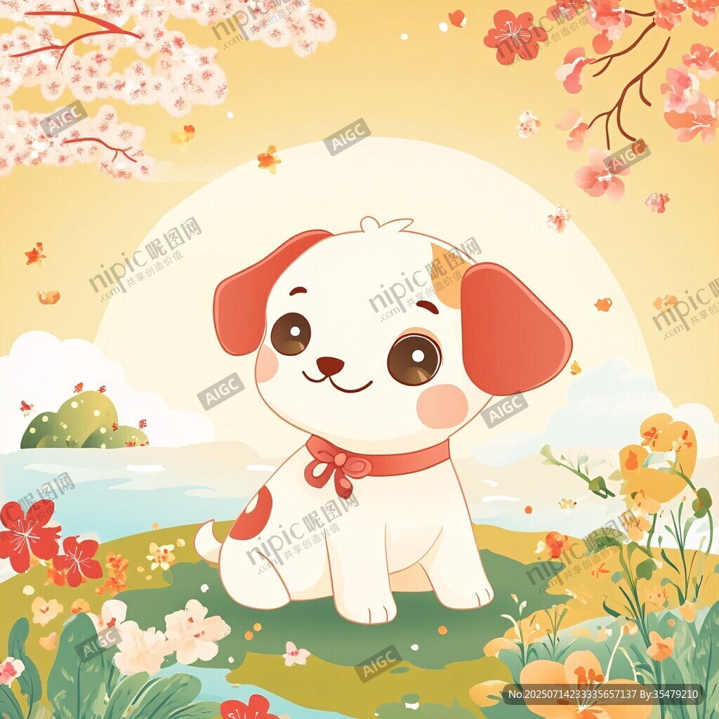 春日萌犬賞景圖