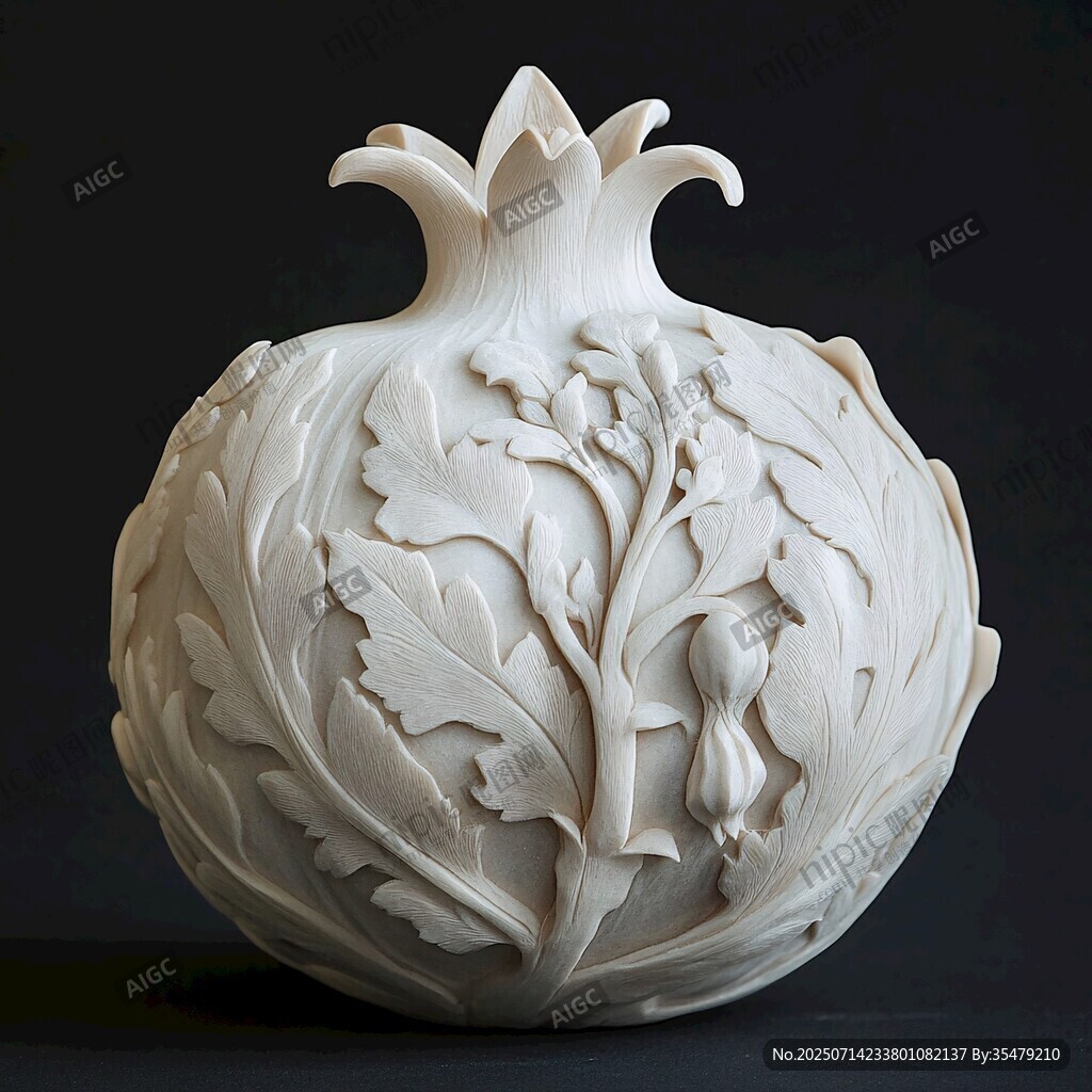 白玉石榴雕刻藝術(shù)品