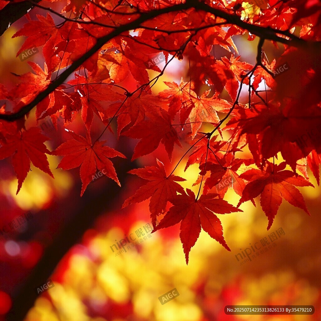 秋日紅楓 絢爛枝頭色彩