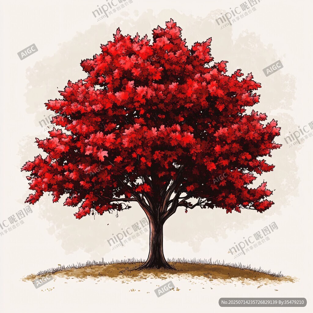 火紅楓樹 獨(dú)樹成景