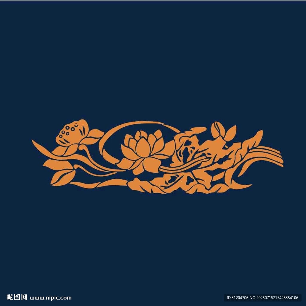 中式金色蓮花花紋圖案
