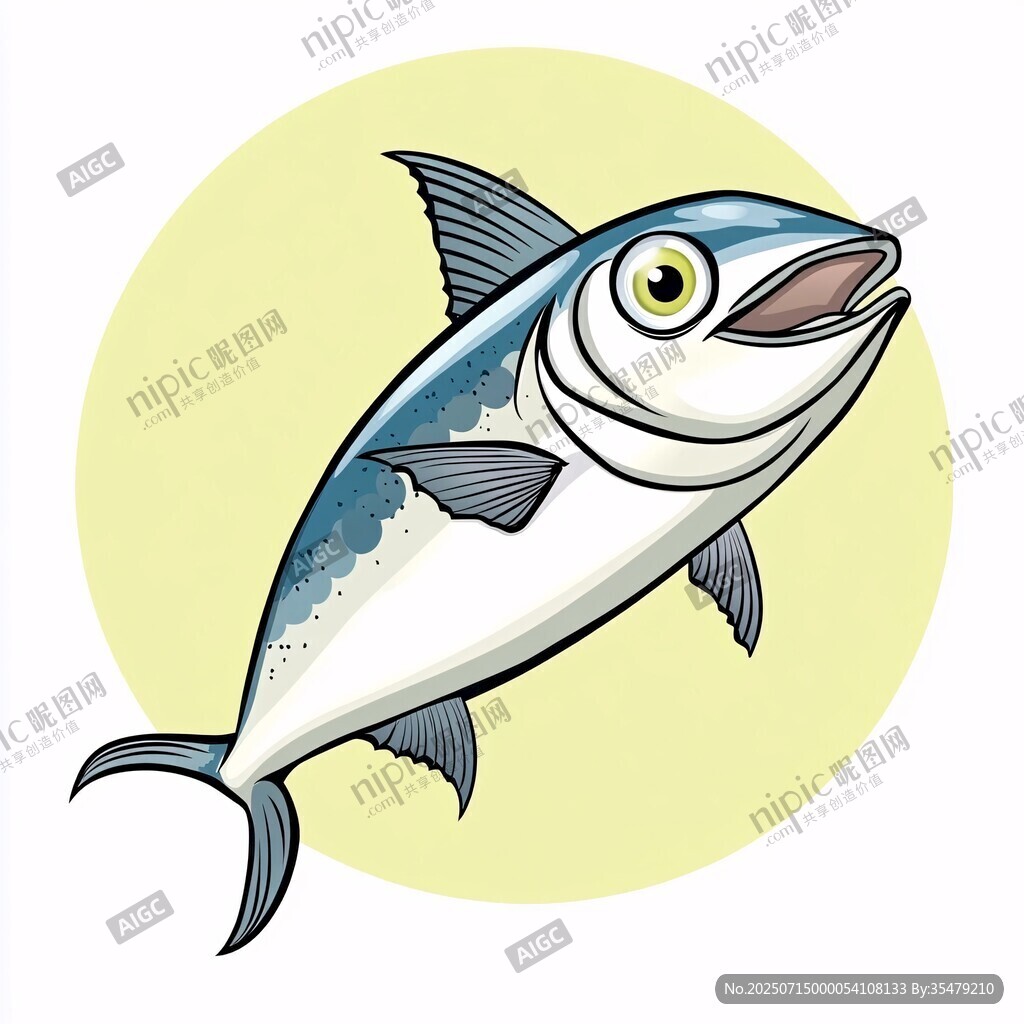 跳躍的藍(lán)白相間卡通魚