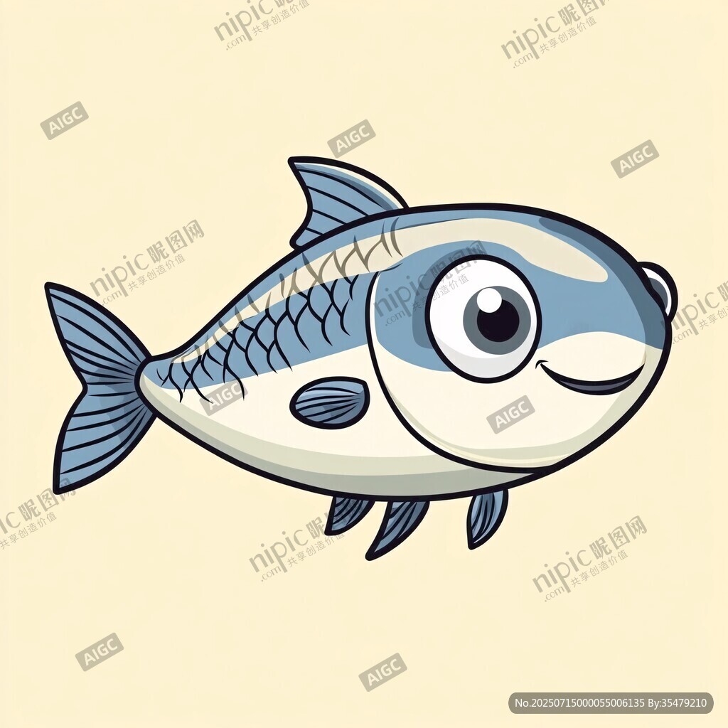 可愛卡通小魚插畫