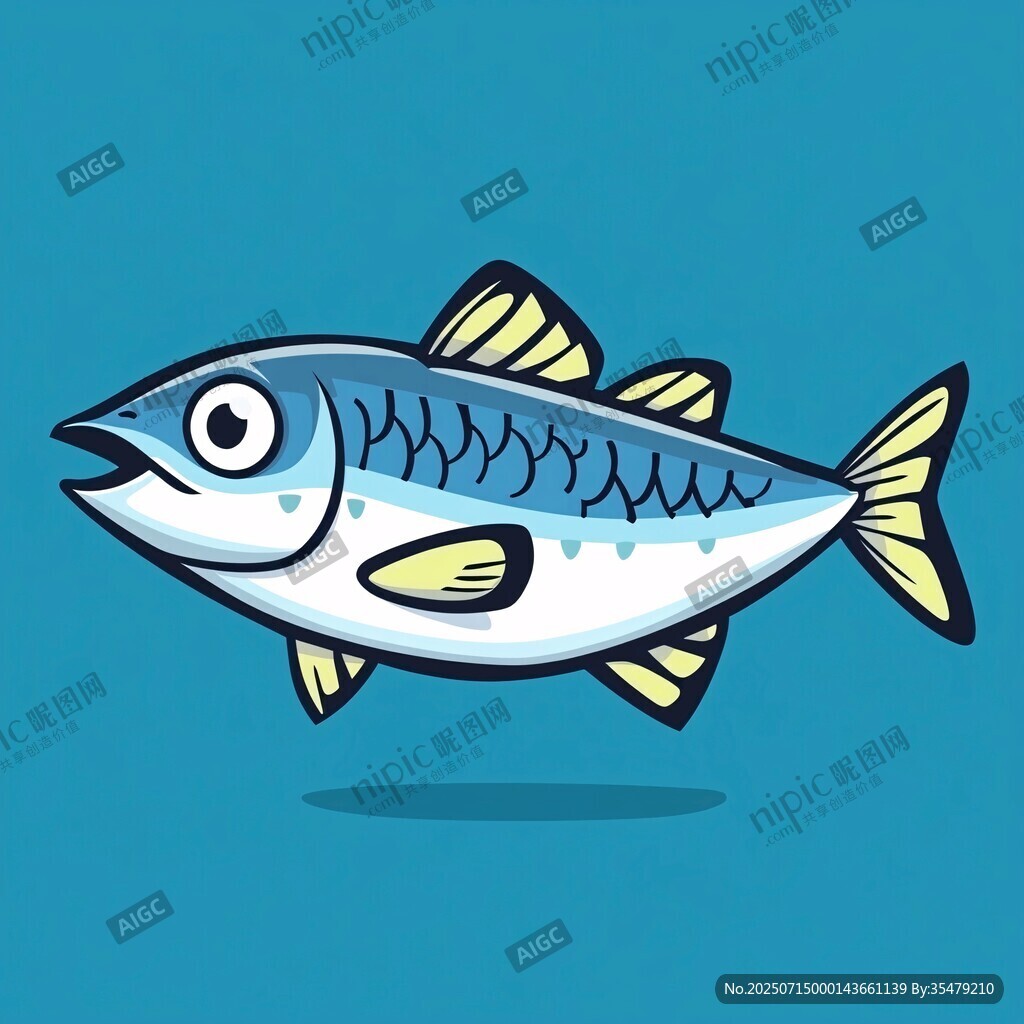 卡通藍(lán)白魚插畫