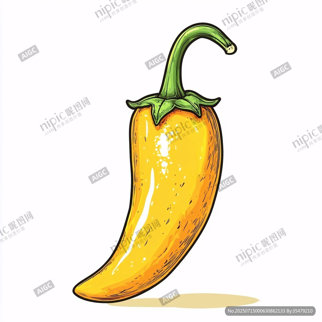 黃色卡通辣椒插畫