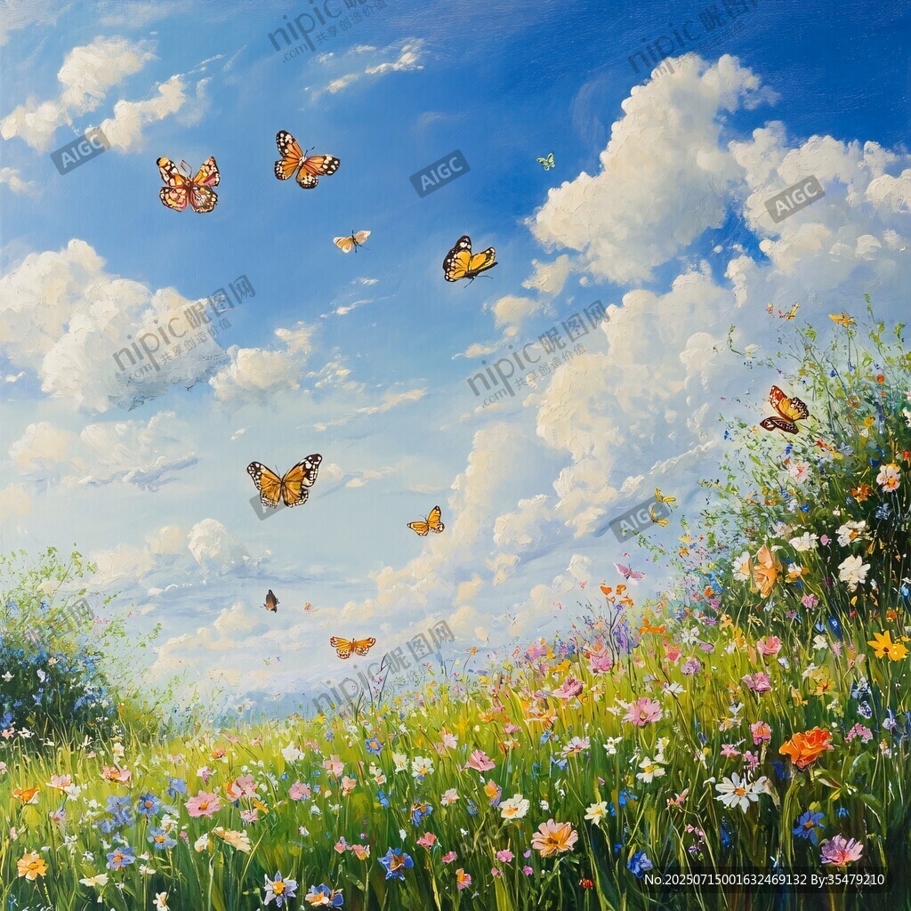 蝶舞花海間的夢幻景致