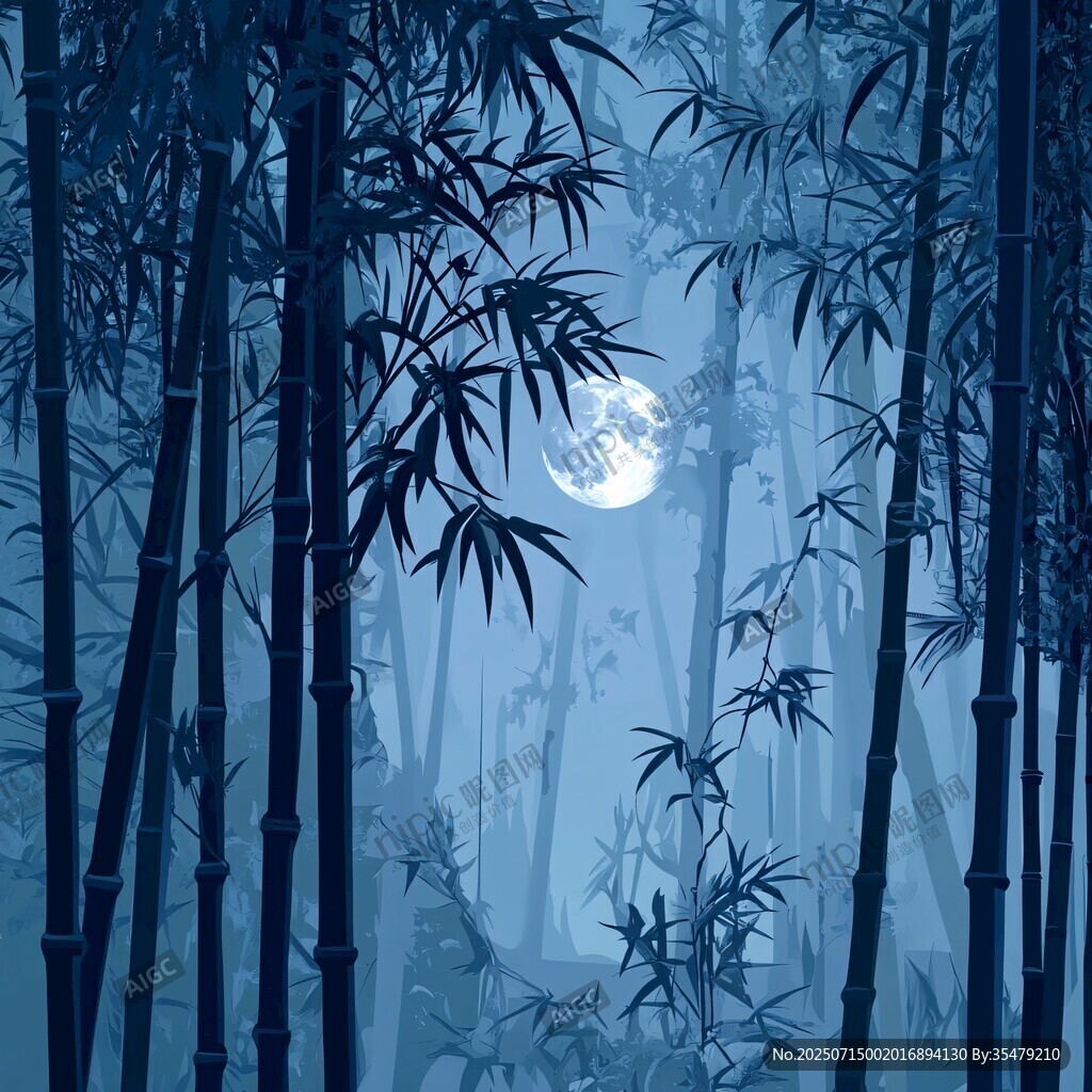 月夜竹林