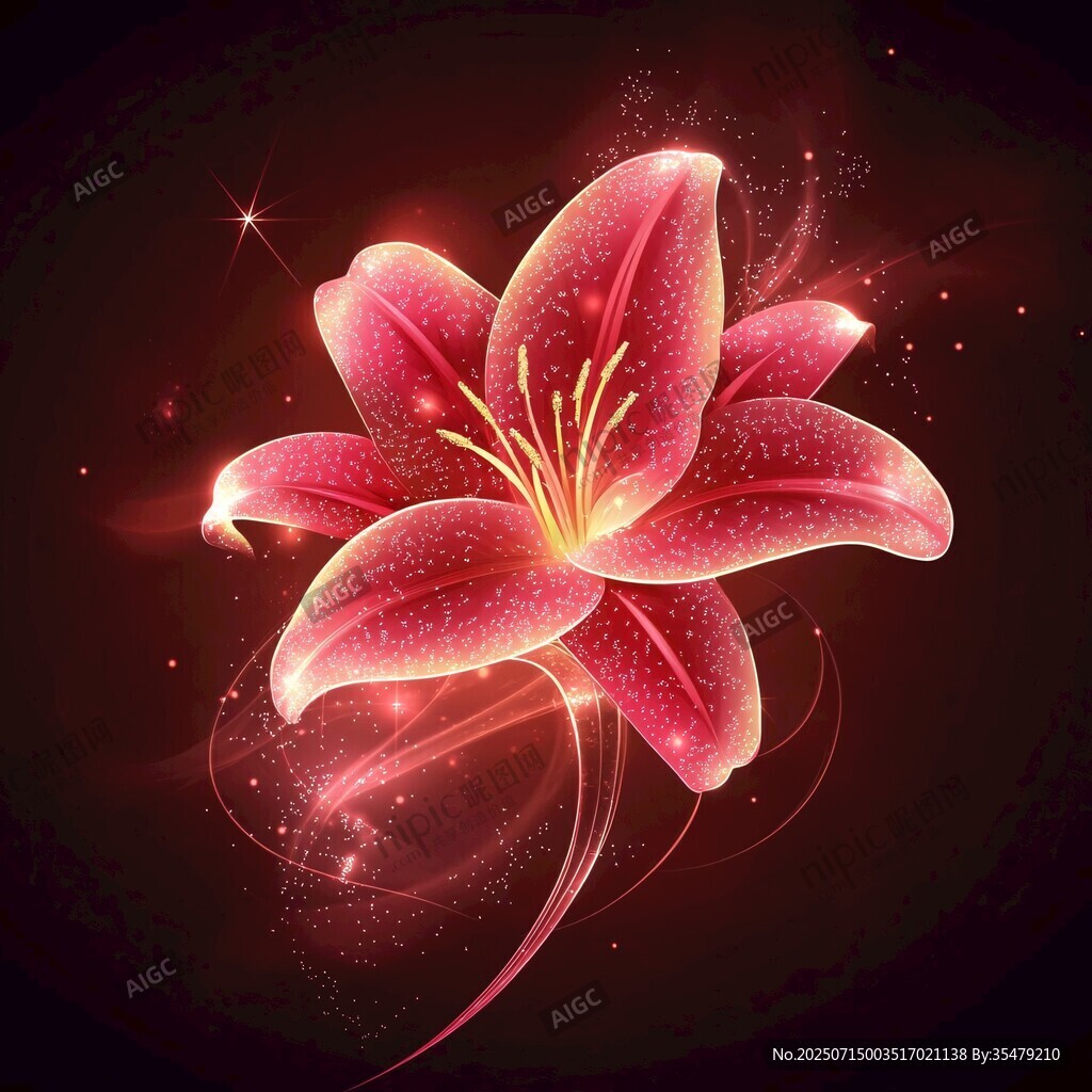 夢(mèng)幻閃耀的粉色百合花