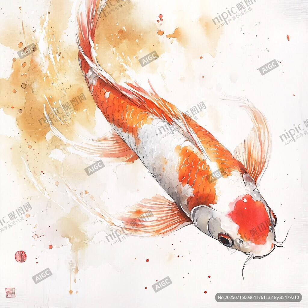 水墨錦鯉圖
