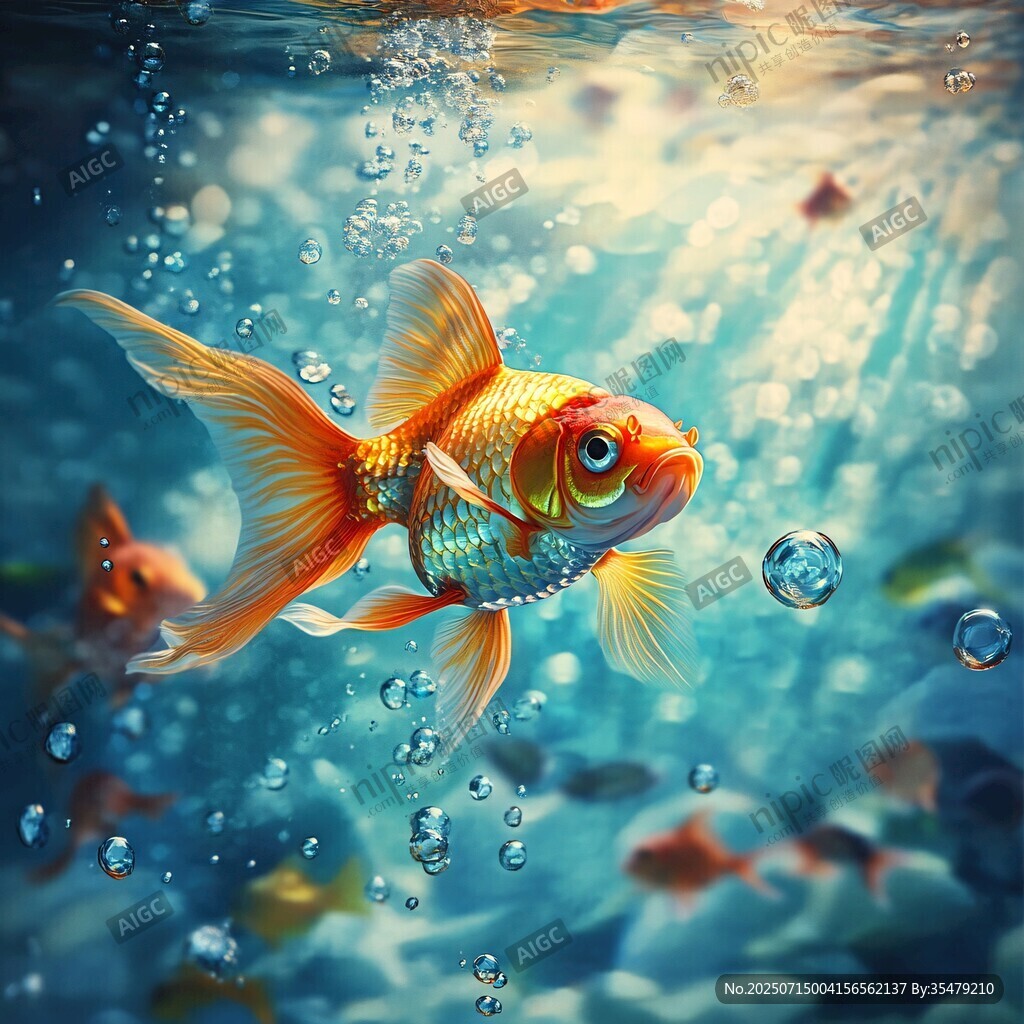 暢游水中的美麗金魚