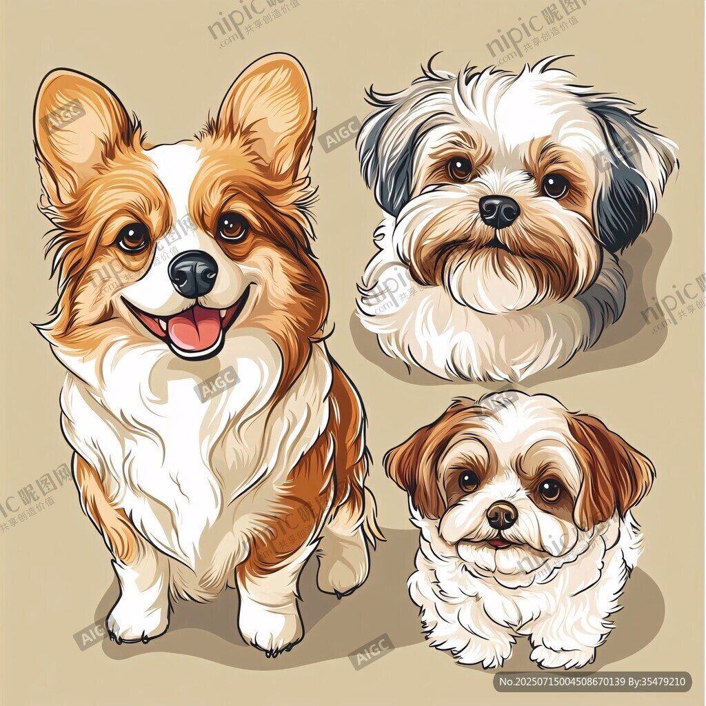 可愛萌寵狗狗插畫集合