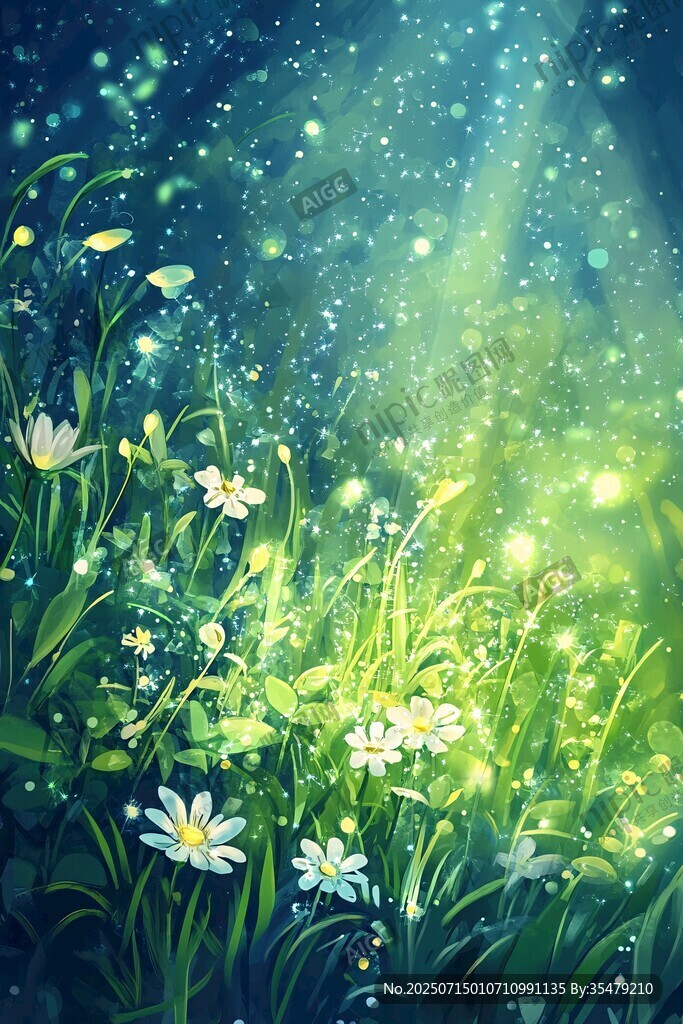 夢(mèng)幻草地與閃耀光芒景象