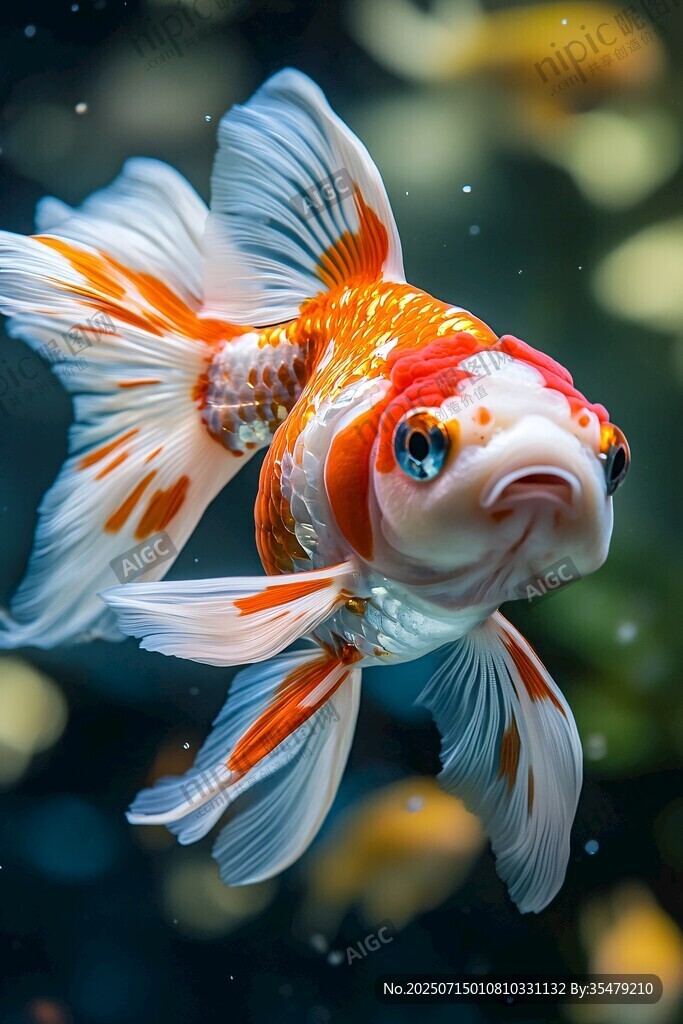 靈動金魚水中自在游弋