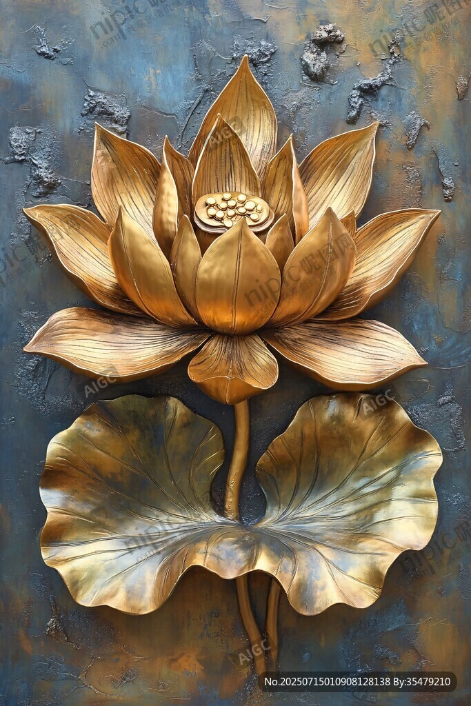 金色立體蓮花金屬藝術(shù)裝飾