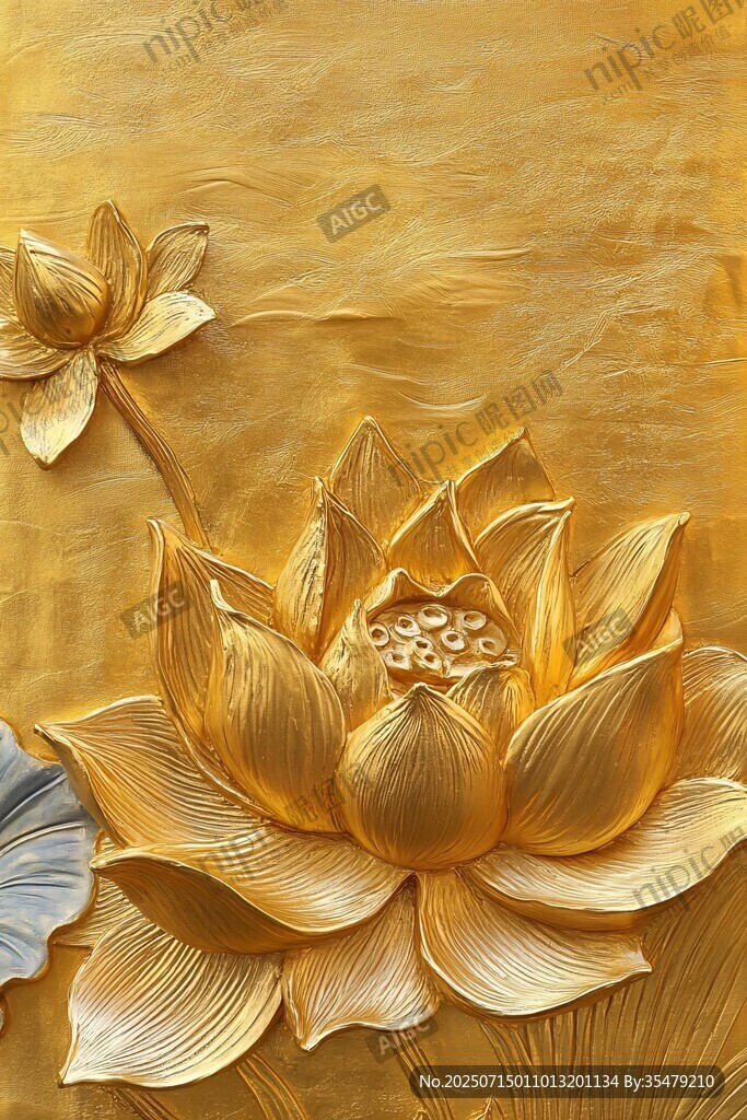 金色浮雕蓮花藝術(shù)作品