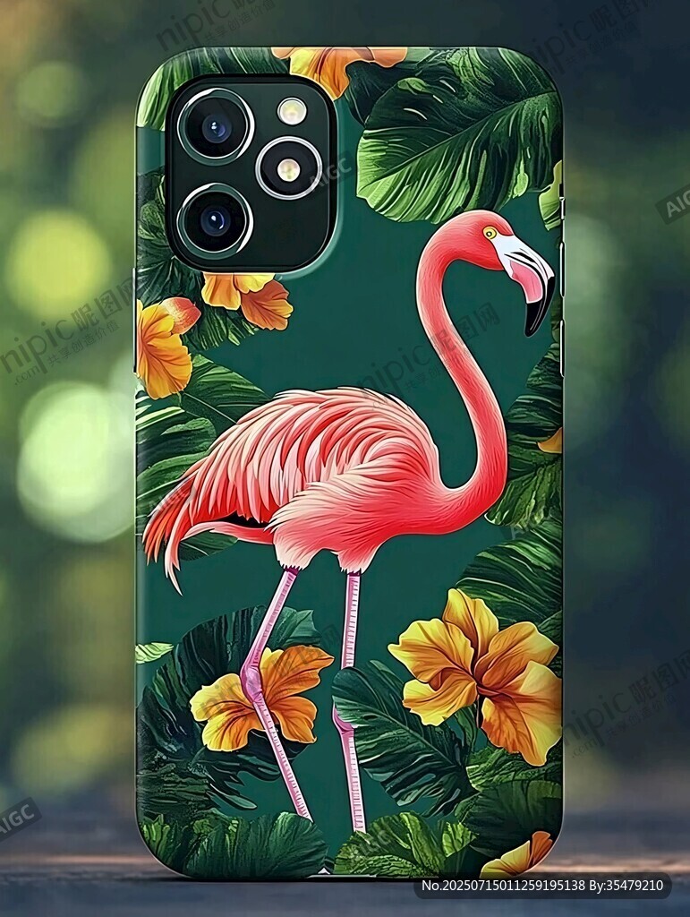 火烈鳥花卉手機殼圖案