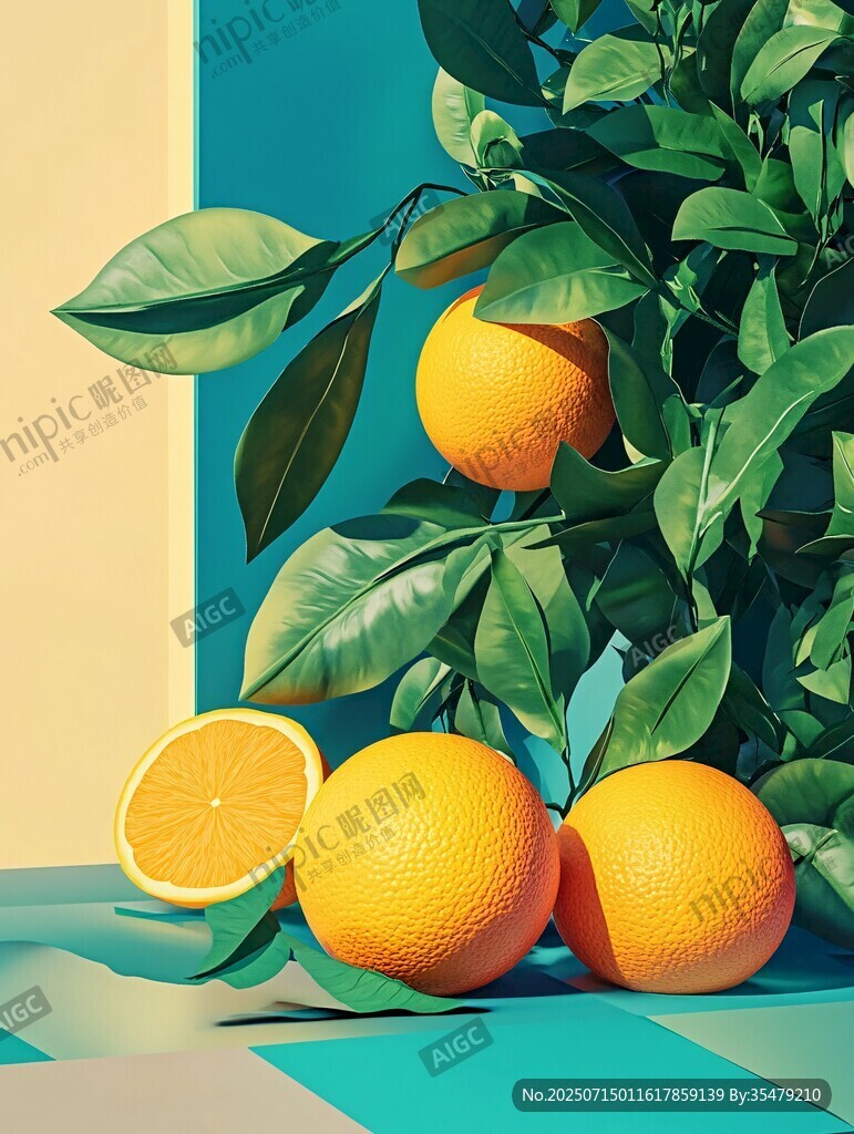 清新柑橘靜物圖