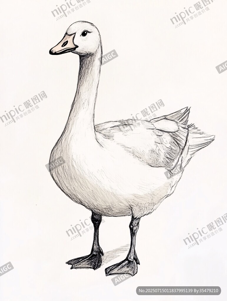 白鵝素描圖