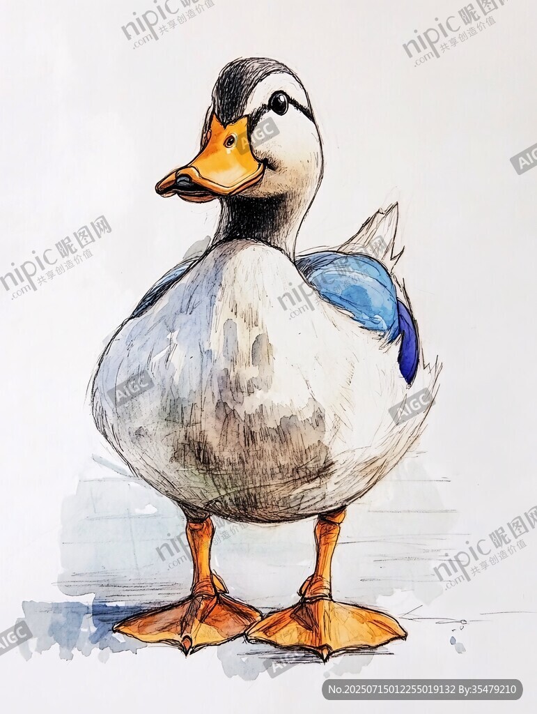手繪可愛鴨子形象展示