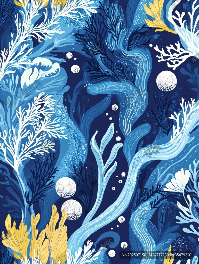 海洋奇幻植物圖案背景