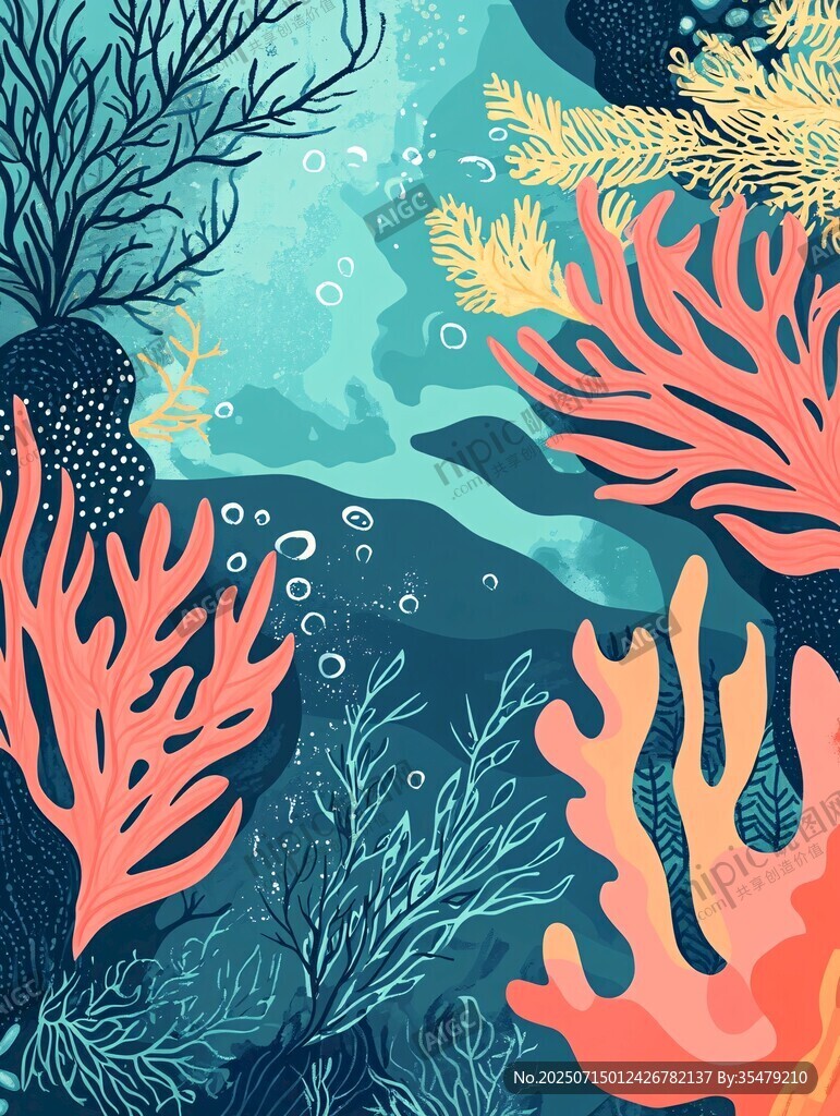 海底珊瑚景觀插畫