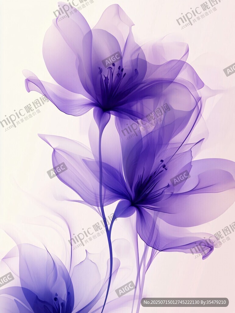 夢幻紫色透明花卉藝術(shù)圖
