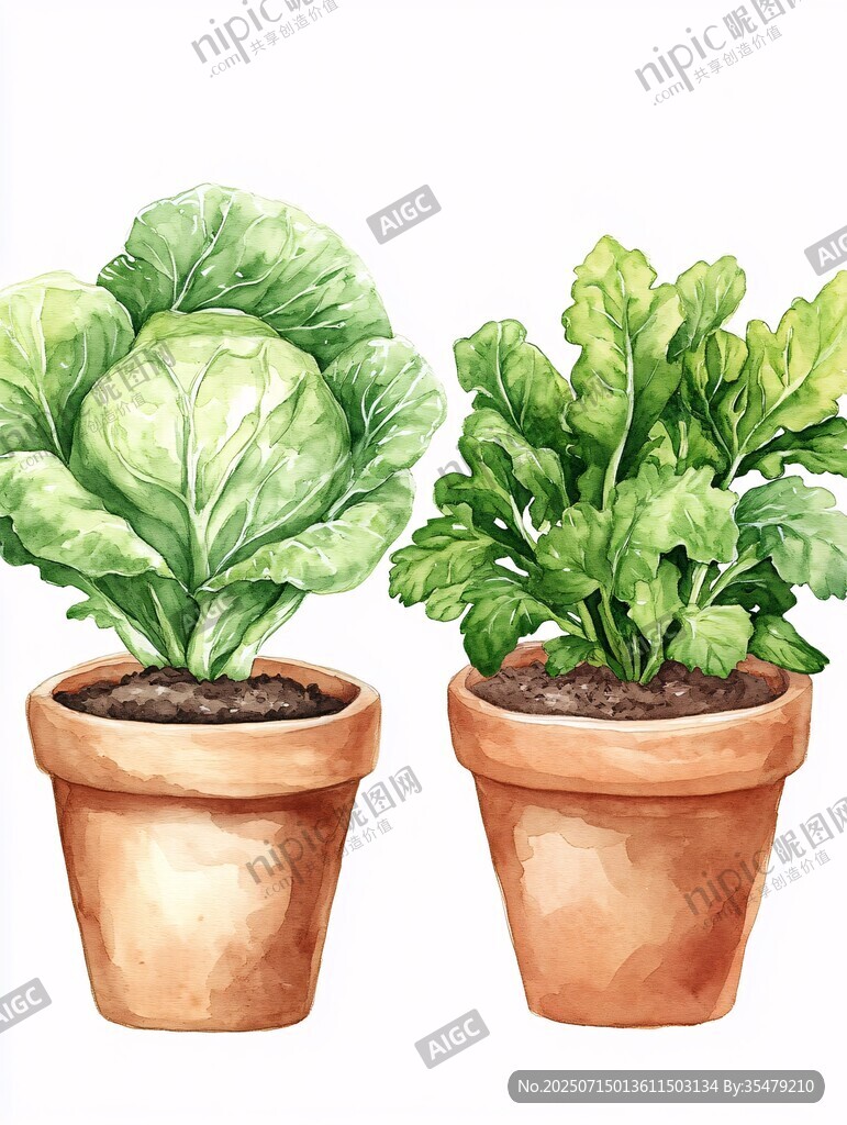 盆栽蔬菜 清新水彩風(fēng)