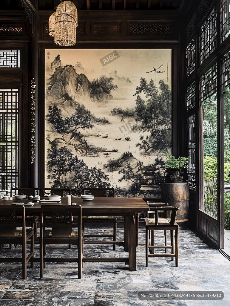 中式古風茶室 雅致山水意境