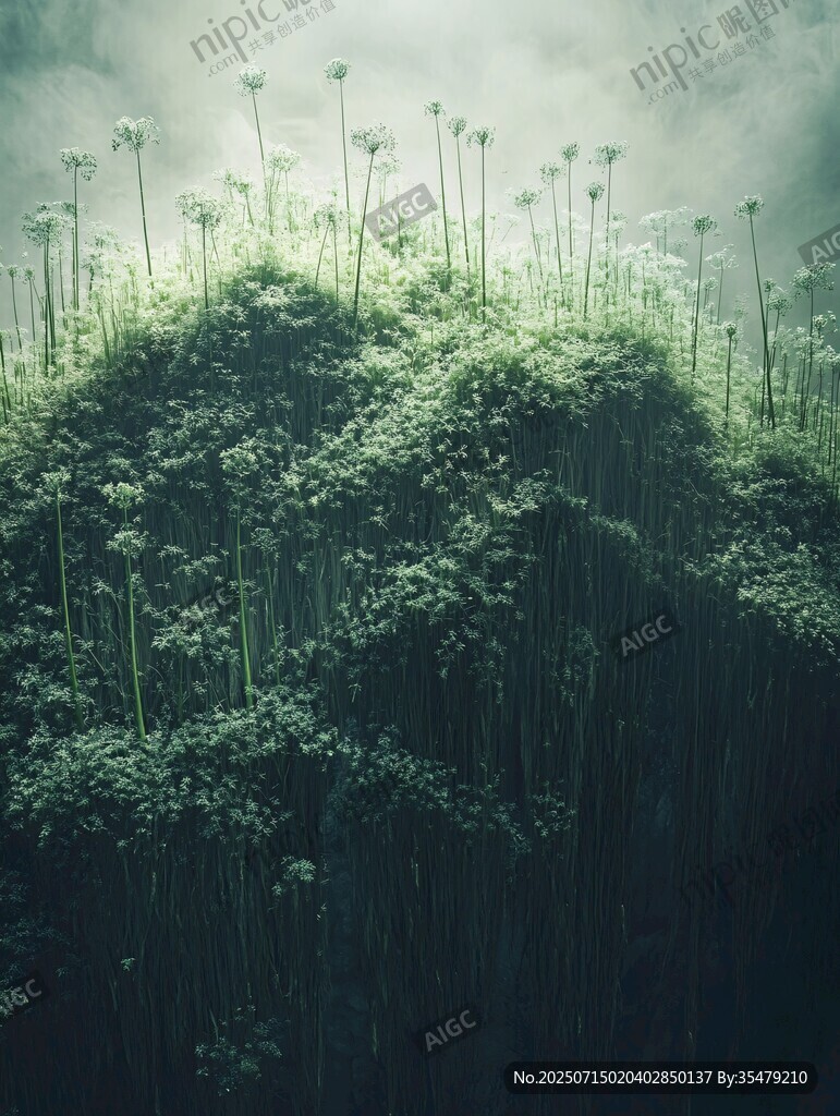 夢幻綠植山丘的神秘景致