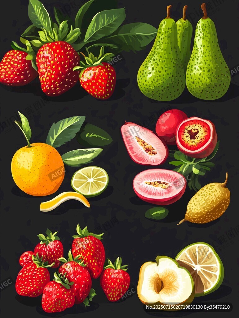 多樣水果插畫集合