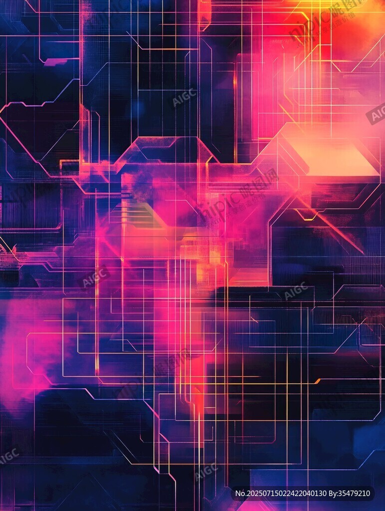 炫彩科技風(fēng)抽象幾何圖案