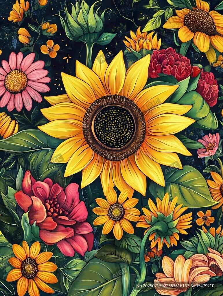 絢麗多彩的花卉插畫世界