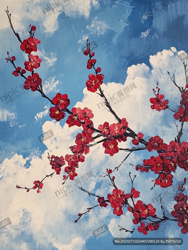紅梅映云圖