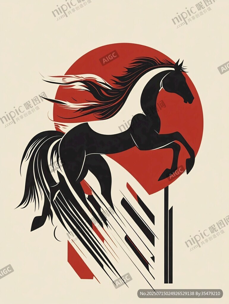 奔騰駿馬迎紅日