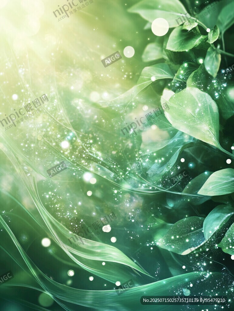 夢(mèng)幻綠葉光影背景圖